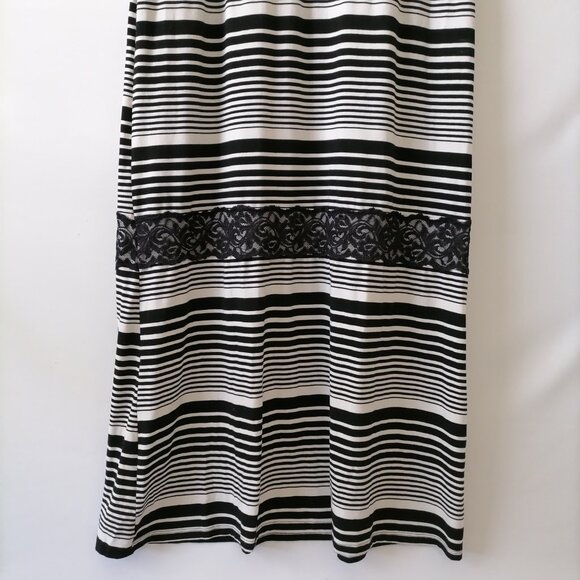 Style & Co. Womens Black & White Lace Detailing Striped Maxi Dress Size XL - Picture 3 of 5
